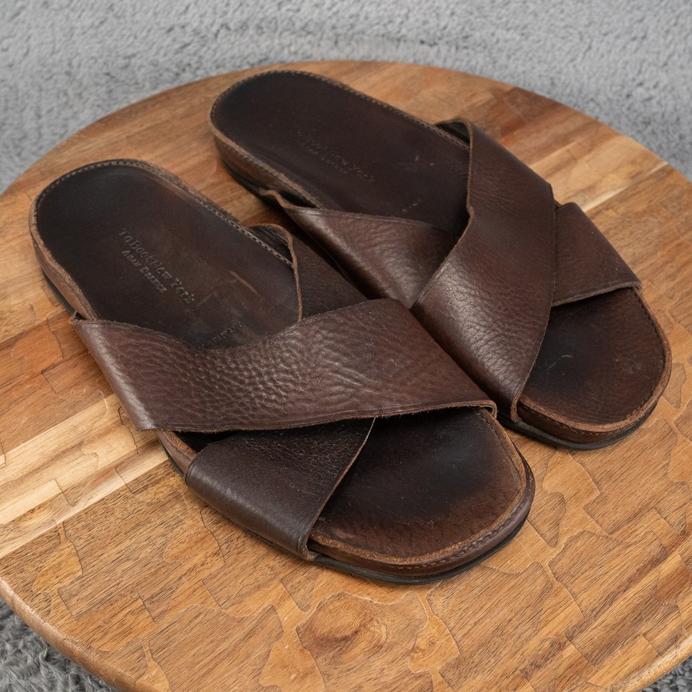 TO BOOT NEW YORK Miramare Leather Slide Sandal Brown Size 7 M